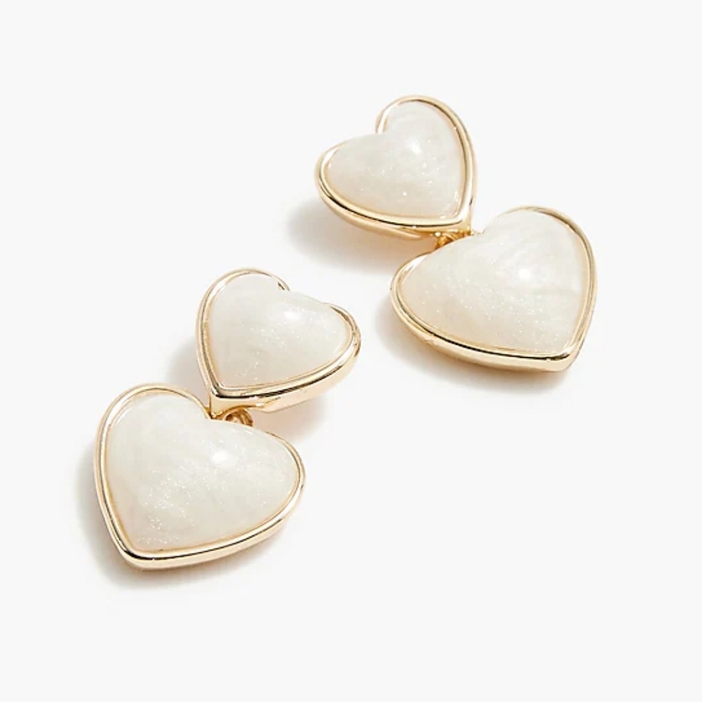 J.Crew hearts statement earrings, white/ gold